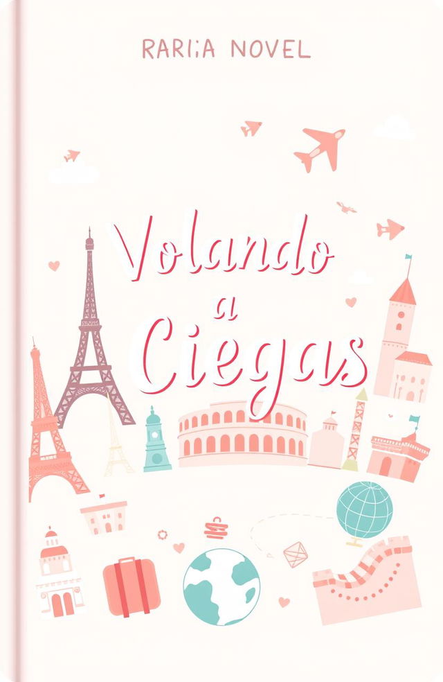 A whimsical and cute book cover for a novel titled "Volando a Ciegas"