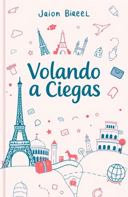 A whimsical and cute book cover for a novel titled "Volando a Ciegas"