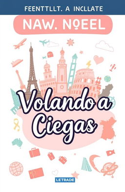 A whimsical and cute book cover for a novel titled "Volando a Ciegas"