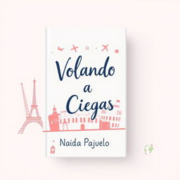 A whimsical and cute book cover for a novel titled "Volando a Ciegas" by Nadia Pajuelo