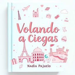 A whimsical and cute book cover for a novel titled "Volando a Ciegas" by Nadia Pajuelo