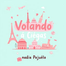 A whimsical and cute book cover for a novel titled "Volando a Ciegas" by Nadia Pajuelo