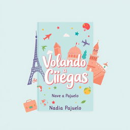 A cute and charming book cover for a novel titled "Volando a Ciegas" by Nadia Pajuelo