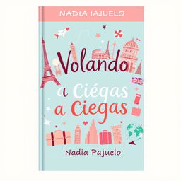 A cute and charming book cover for a novel titled "Volando a Ciegas" by Nadia Pajuelo