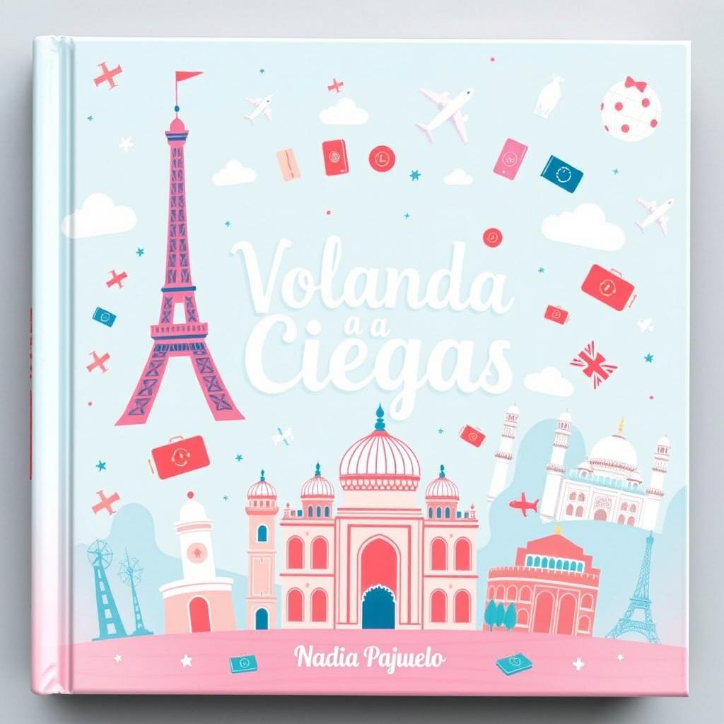 An adorable and vibrant book cover for a title "Volando a Ciegas" by Nadia Pajuelo