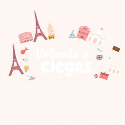 A playful and cute Facebook cover design for a feature titled "Volando a Ciegas" by Nadia Pajuelo