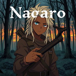 A dark anime cover titled "Nagaro" featuring a male hunter with brown skin