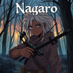 A dark anime cover titled "Nagaro" featuring a male hunter with brown skin