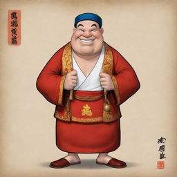 Pilon from the Popeye series depicted in a distinct Chinese style, incorporating traditional clothing and elements of Chinese art.