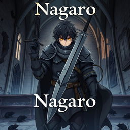 A dark anime cover titled "Nagaro" featuring a paladin wearing dirty gray armor, holding a sword in his right hand