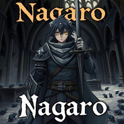 A dark anime cover titled "Nagaro" featuring a paladin wearing dirty gray armor, holding a sword in his right hand