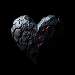 A dark and sinister representation of a heart made of jagged stone, with sharp edges and a rough texture that exudes a sense of malevolence