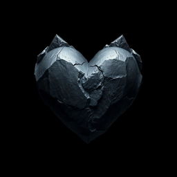 A sinister heart made of dark, jagged stone, symbolizing malice and darkness