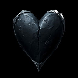 A sinister heart made of dark, jagged stone, symbolizing malice and darkness