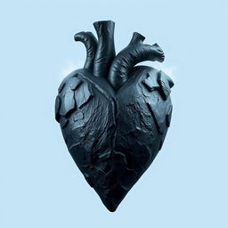 An artistic representation of a heart crafted from dark, jagged stone, symbolizing malice and darkness