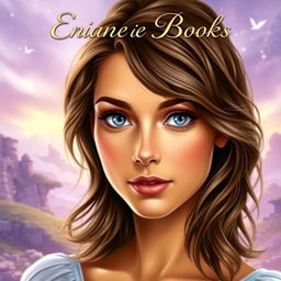 A captivating book cover featuring the main character: a person with medium-length, wavy brown hair, beautifully styled to frame their face