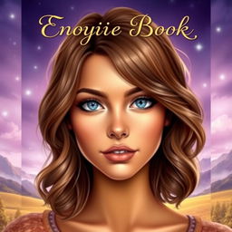 A captivating book cover featuring the main character: a person with medium-length, wavy brown hair, beautifully styled to frame their face