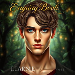 A captivating book cover featuring the main character, a male with wavy brown hair that elegantly frames his face