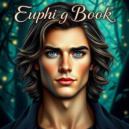 A captivating book cover featuring the main character, a male with wavy brown hair that elegantly frames his face