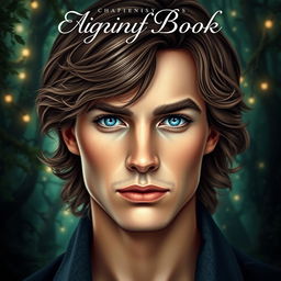 A captivating book cover featuring the main character, a male with wavy brown hair that elegantly frames his face