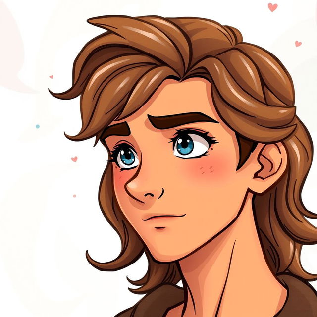 A charming book cover featuring the main character, a male with wavy brown hair styled to the side