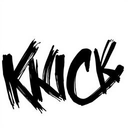 A dynamic and artistic representation of the word "KICK" in bold, hand-written graffiti style