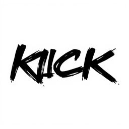 A dynamic and artistic representation of the word "KICK" in bold, hand-written graffiti style