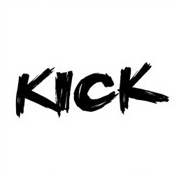 A dynamic and artistic representation of the word "KICK" in bold, hand-written graffiti style