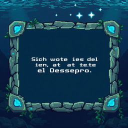 A pixelated dialogue box designed to fit an underwater, mystical theme for a game featuring the Sirena del Desespero