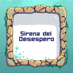 A pixelated dialogue box designed for an underwater, mystical theme for the game featuring the Sirena del Desespero