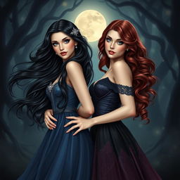 An imaginative and realistic depiction of the Gemini zodiac sign, showcasing two equal adult women as symbols of its duality