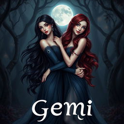 An imaginative and realistic depiction of the Gemini zodiac sign, showcasing two equal adult women as symbols of its duality