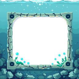 A pixelated dialogue box designed for an underwater theme, featuring a clean white background