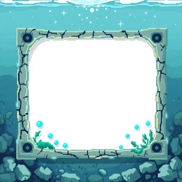 A pixelated dialogue box designed for an underwater theme, featuring a clean white background