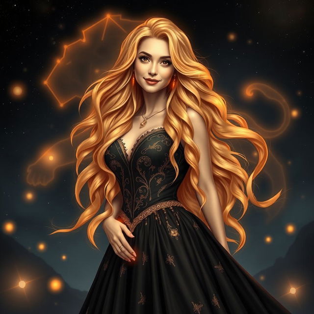 A stunning and realistic representation of the Leo zodiac sign, featuring an adult woman as its symbol