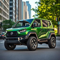 A hybrid spot utility vehicle, featuring a robust and compact design that blends practicality with modern aesthetics