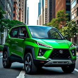 A hybrid spot utility vehicle, featuring a robust and compact design that blends practicality with modern aesthetics