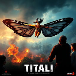 A dynamic superhero action thriller cinematic poster titled 'TITALI'