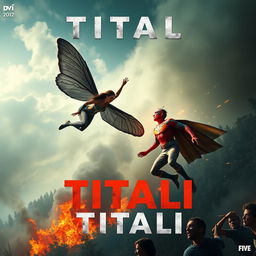 A dynamic superhero action thriller cinematic poster titled 'TITALI'