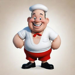 Wimpy from the Popeye series, but with traditional Chinese features and clothing, maintaining the character's iconic traits.