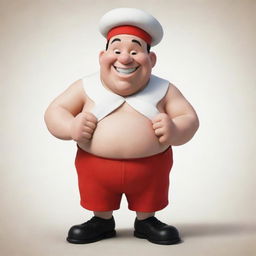 Wimpy from the Popeye series, but with traditional Chinese features and clothing, maintaining the character's iconic traits.