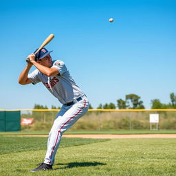 A man actively playing baseball on an open field, showcasing his athleticism and skill