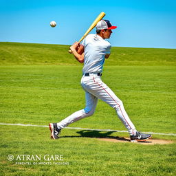 A man actively playing baseball on an open field, showcasing his athleticism and skill