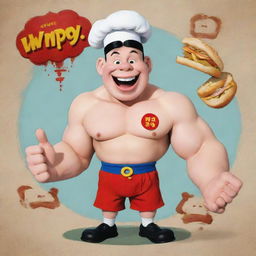 A Chinese style interpretation of Wimpy from the Popeye series, rendered in a vibrant anime style.