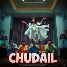 A cinematic horror comedy film poster titled 'CHUDAIL'