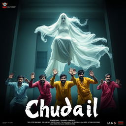 A cinematic horror comedy film poster titled 'Chudail'