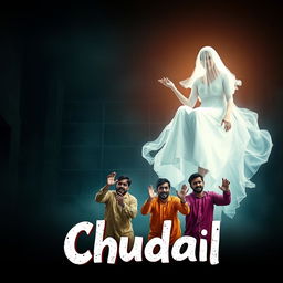 A cinematic horror comedy film poster titled 'Chudail'