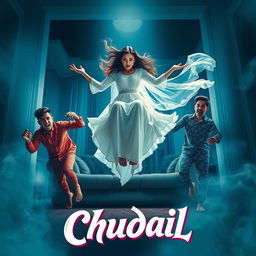 A cinematic horror comedy film poster titled 'Chudail'