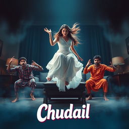 A cinematic horror comedy film poster titled 'Chudail'