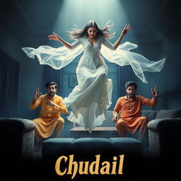 A cinematic horror comedy film poster titled 'Chudail'